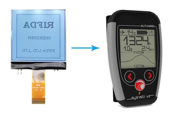 Paraglider Uçuş Enstrümanlarında Grafik LCD Ekran 128x128 Ekran Uygulaması